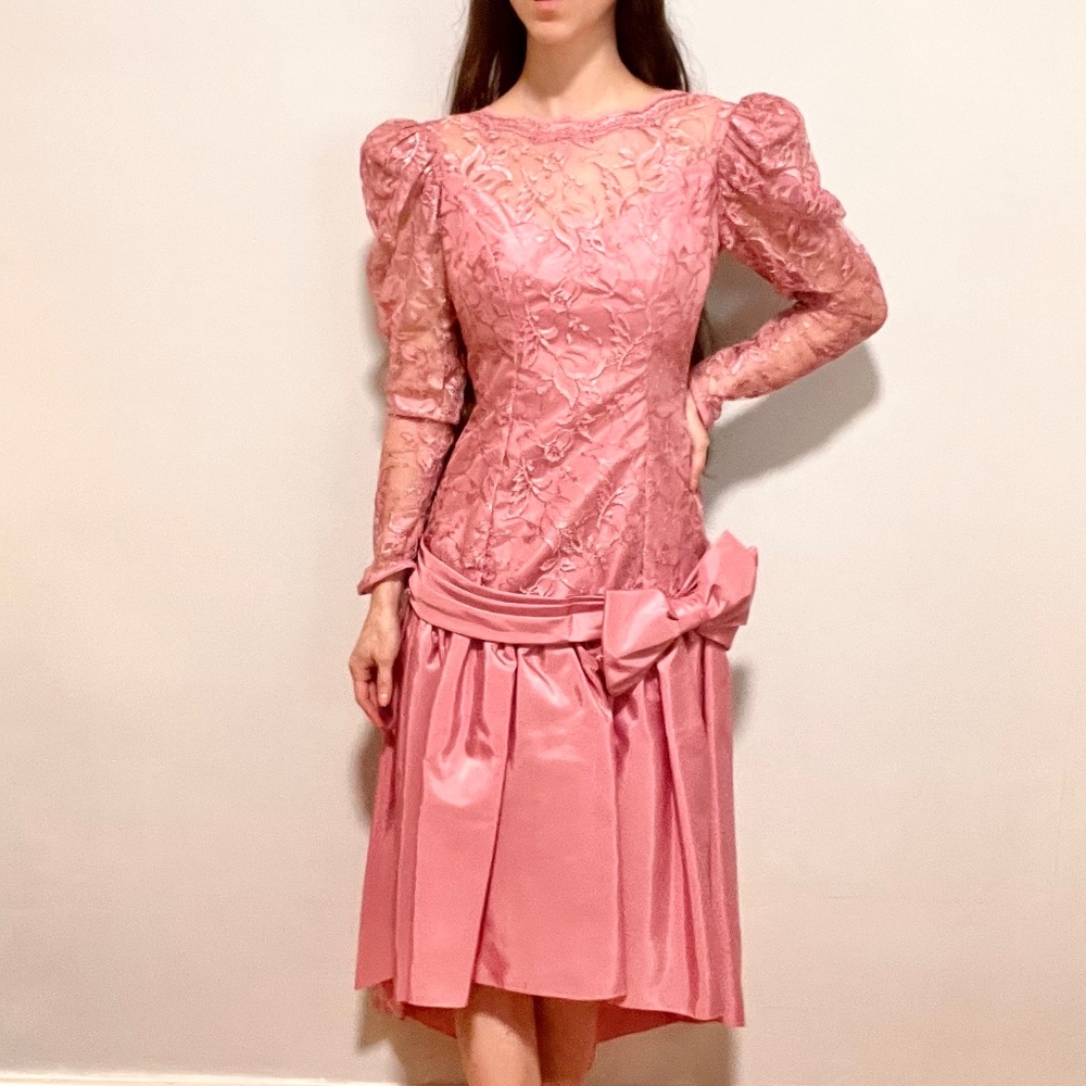 Vintage 80s Pretty In Pink Prom Dress